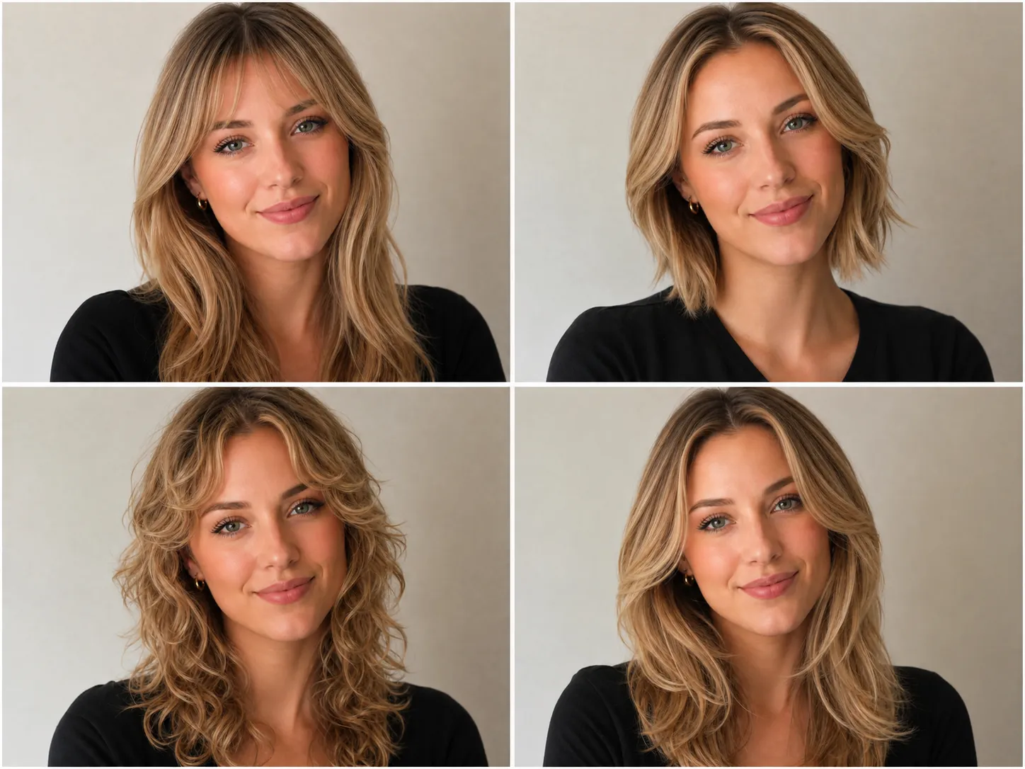 multiple AI hairstyle previews from selected hairstyle cards
